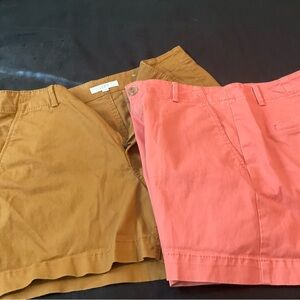 LOFT Women's Coral and Brown Bermudas